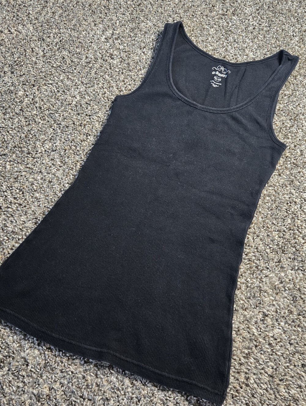 Y2K Vintage Classic Old Navy 100% Cotton Black Ribbed Tank Top Medium - Picture 2 of 9